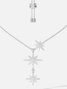APM Monaco Sterling Silver Starburst Drop Necklace